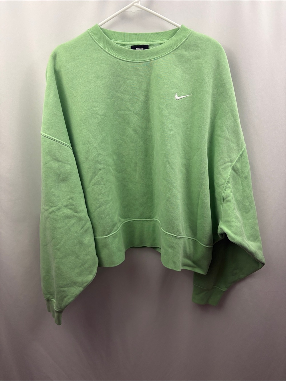 Nike Womens Crop Sweatshirt Size Large Mint Green Logo Swoosh